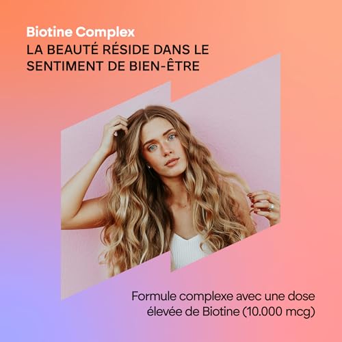 Biotine Nutralie - Croissance des Cheveux - 10000 mgc - 120 Capsules Végétarien - Pour Hommes et Femmes