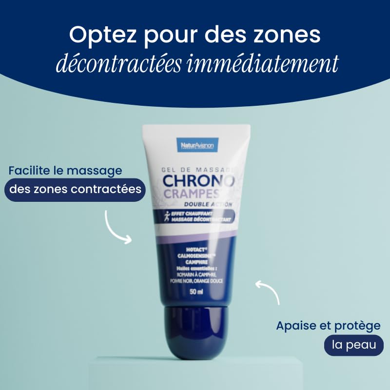 NaturAvignon Chronocrampes Gel massage décontractant musculaire puissant | Magnésium Arnica Potassium | Douleur musculai