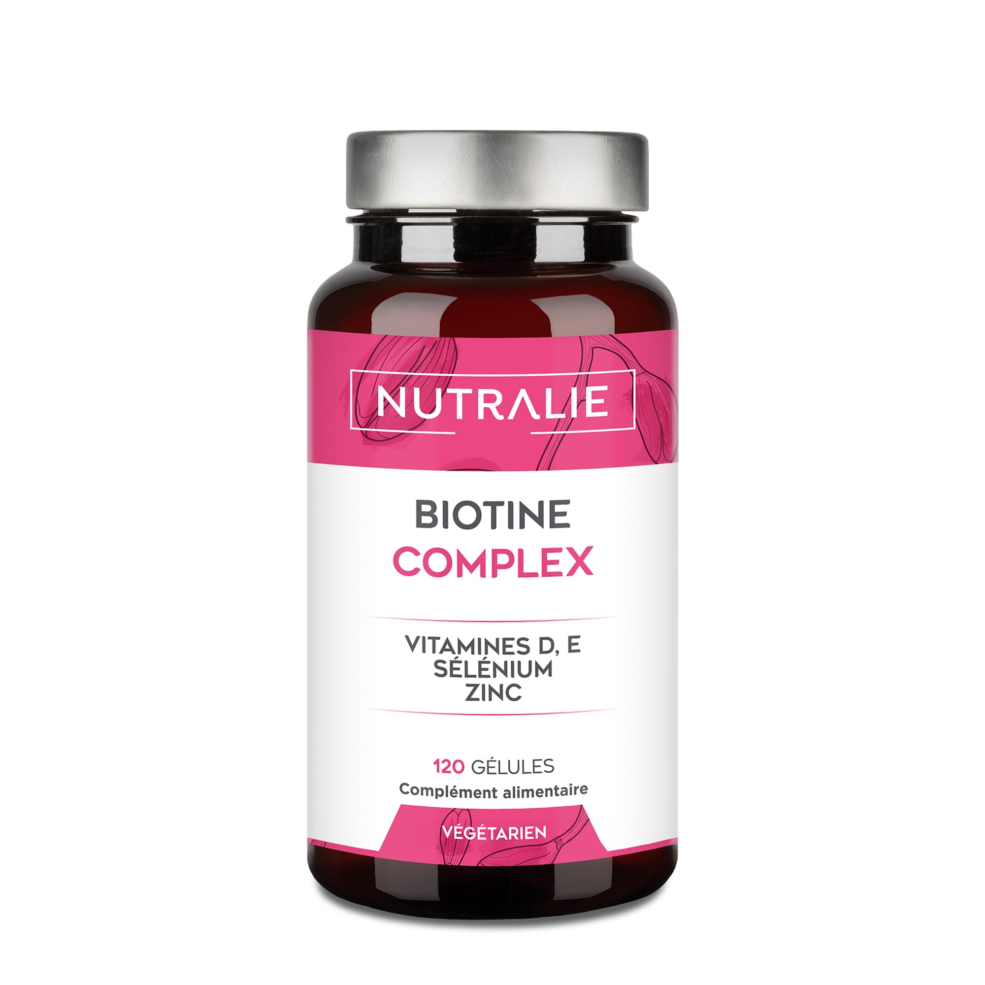 Biotine Nutralie - Croissance des Cheveux - 10000 mgc - 120 Capsules Végétarien - Pour Hommes et Femmes