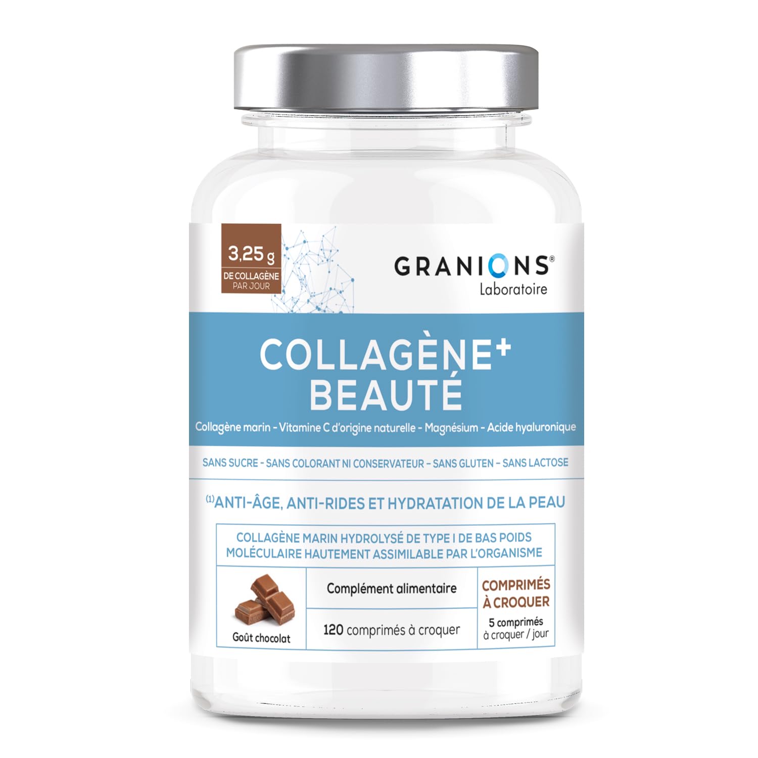 COLLAGENE MARIN BEAUTE GRANIONS - Collagène et Acide Hyaluronique + Vitamine C - Complément Alimentaire pour la Peau - G