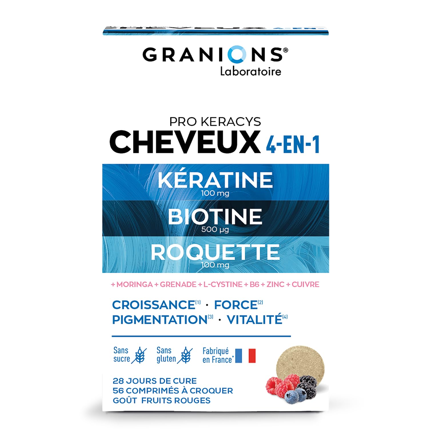 "Beauté et Croissance des Cheveux - Comprimés de Kératine, Biotine & Vitamines - Formule 56 Comprimés pour 28 Jours"